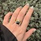 925 Sterling Silver Black Onyx Spinner Dual Tone Rustic Ring
