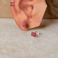 925 Sterling Silver Dyed Ruby Raw Uncut Prong Setting Studs Earrings