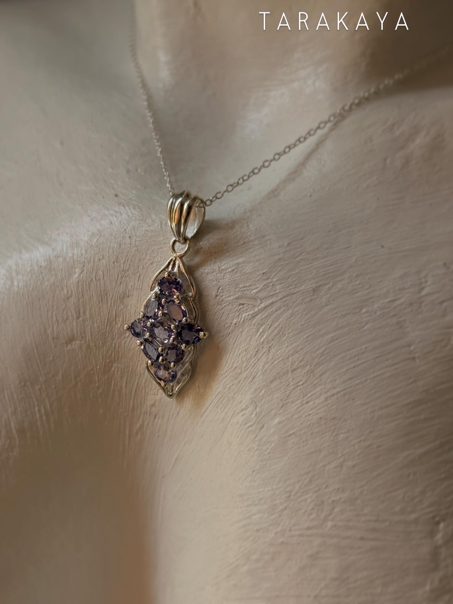 925 Sterling Silver Tanzanite leaf Flower Statement Pendant