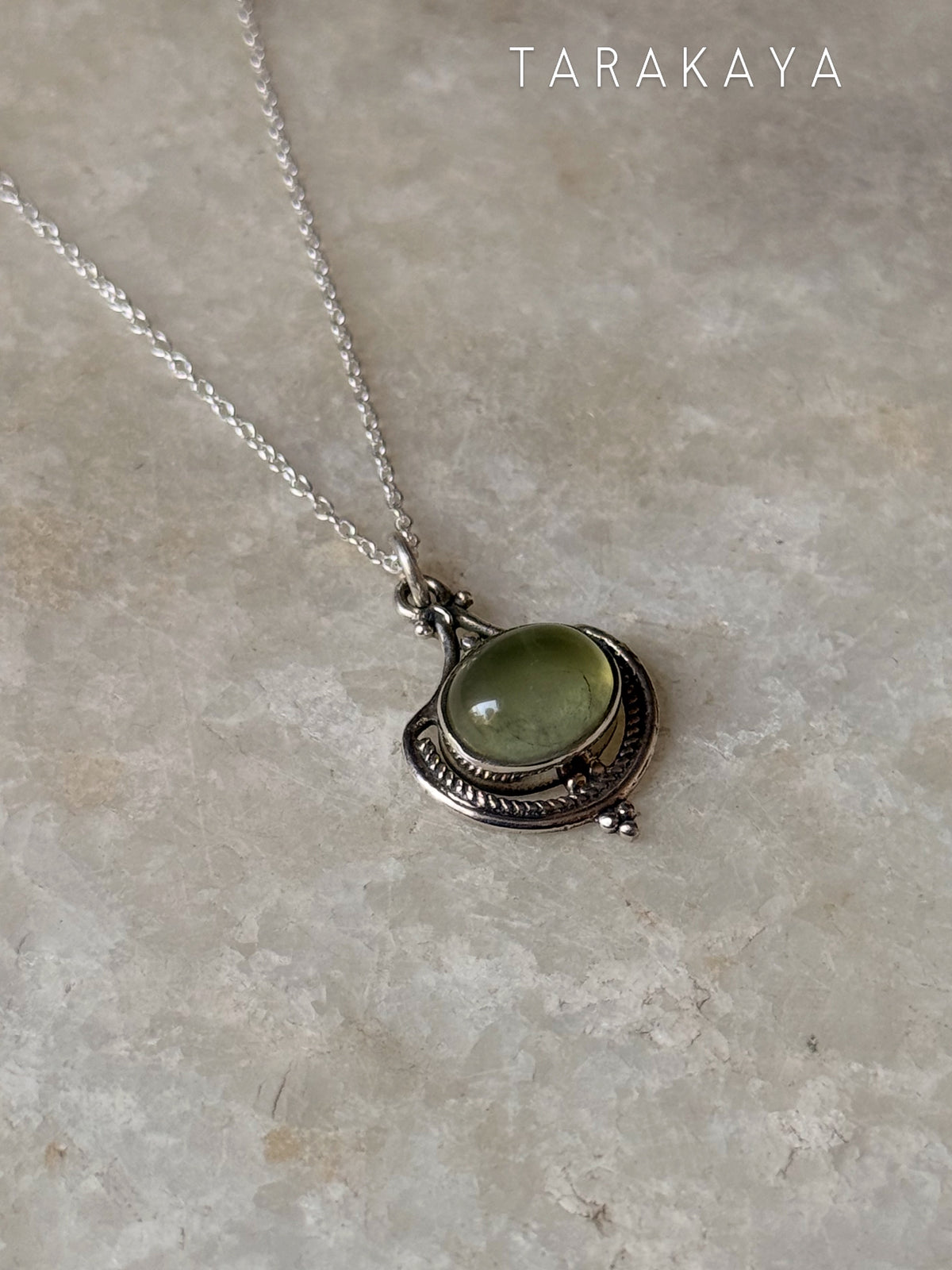 925 Sterling Silver Prehnite Boho Rawa Handcrafted Necklace