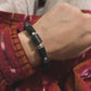 Serpentine & Silver Balls Chunky 925 Sterling Silver Bracelet