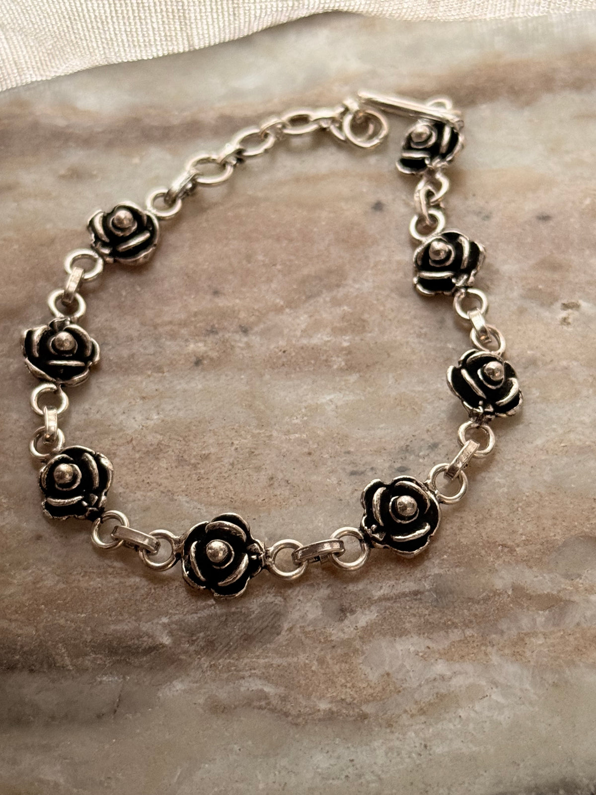 925 Sterling Silver Antique Rose Bracelet