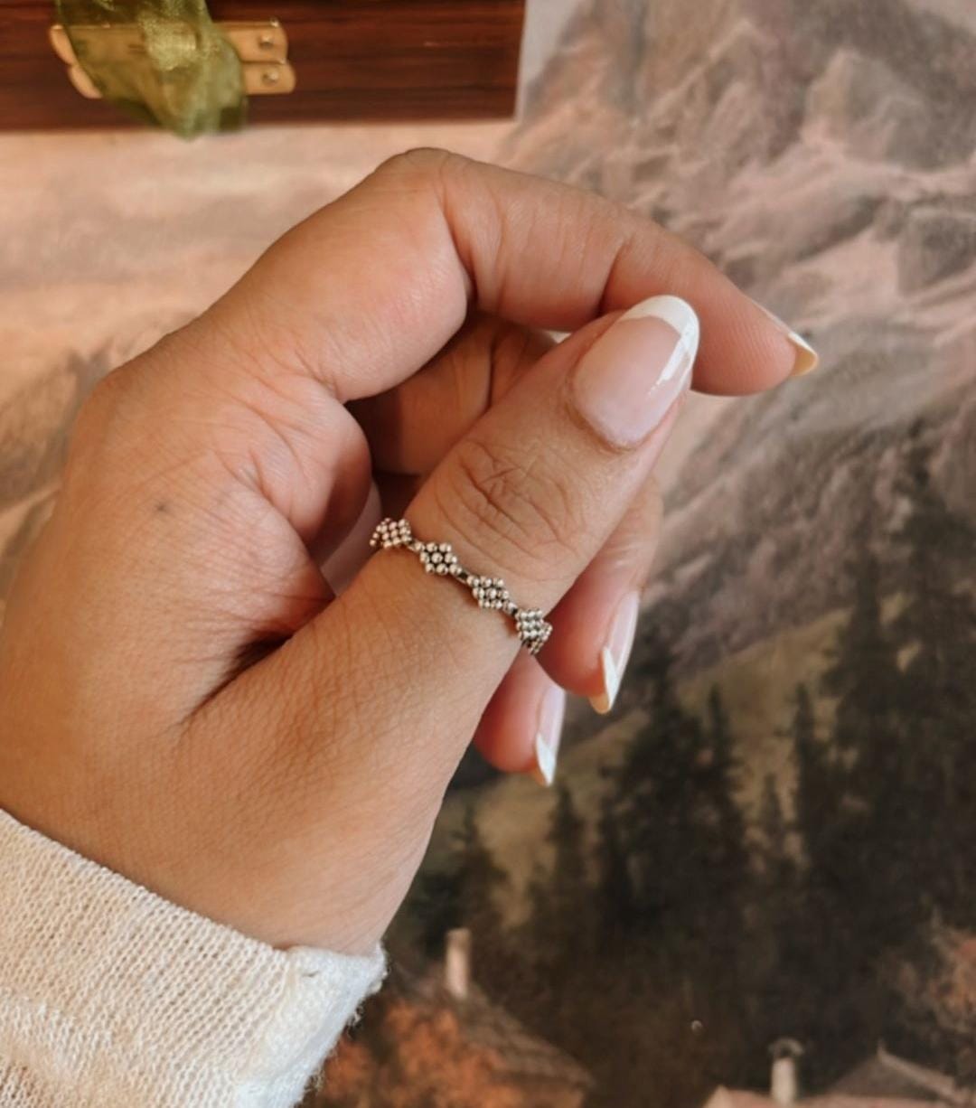Raavy Silver Ring with Tribal Stack Design