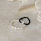 Natural Crystal Stretchy Fresh Water Pearl & Black Spinel Pearl Rings
