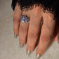 925 Sterling Silver Natural Tanzanite Faceted Flower Vintage Style Band Statement Ring
