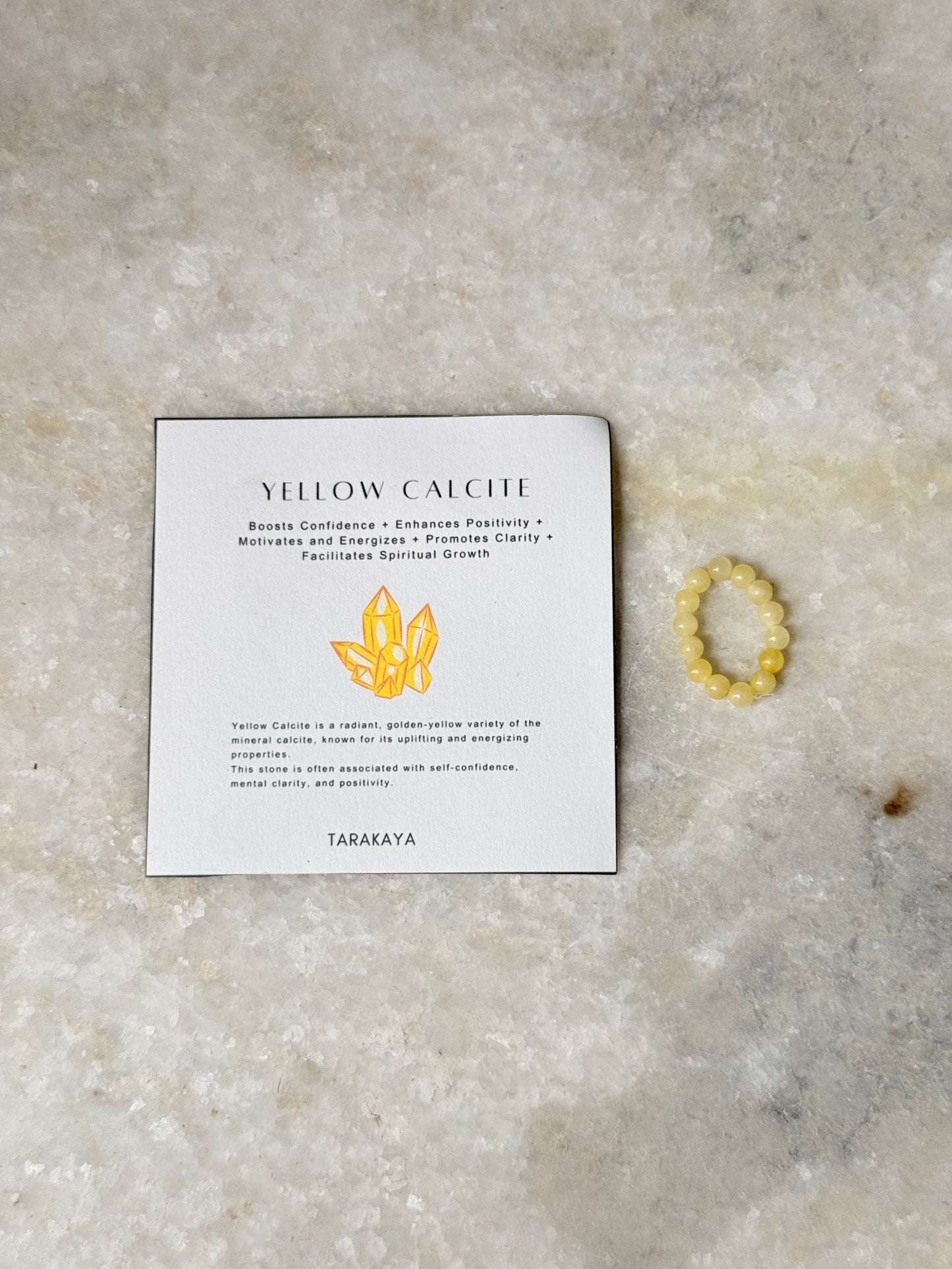 Natural Crystal Yellow Calcite 4mm Stretchy Rings
