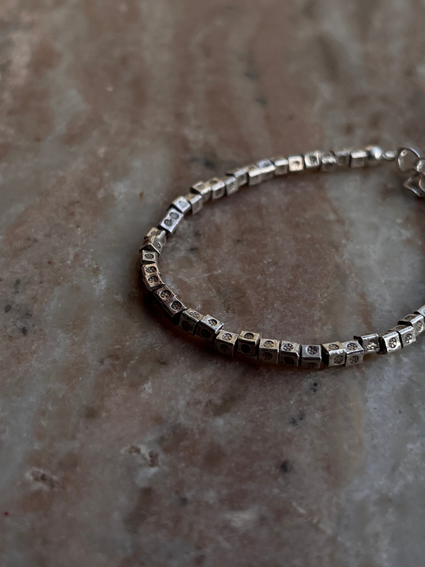 Bohemian Square Beads Handcrafted Stackable Sterling Silver 925 Bracelet