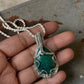925 Sterling Silver Azurite Pear Wire Wrapped Handcrafted One of a Kind Pendant