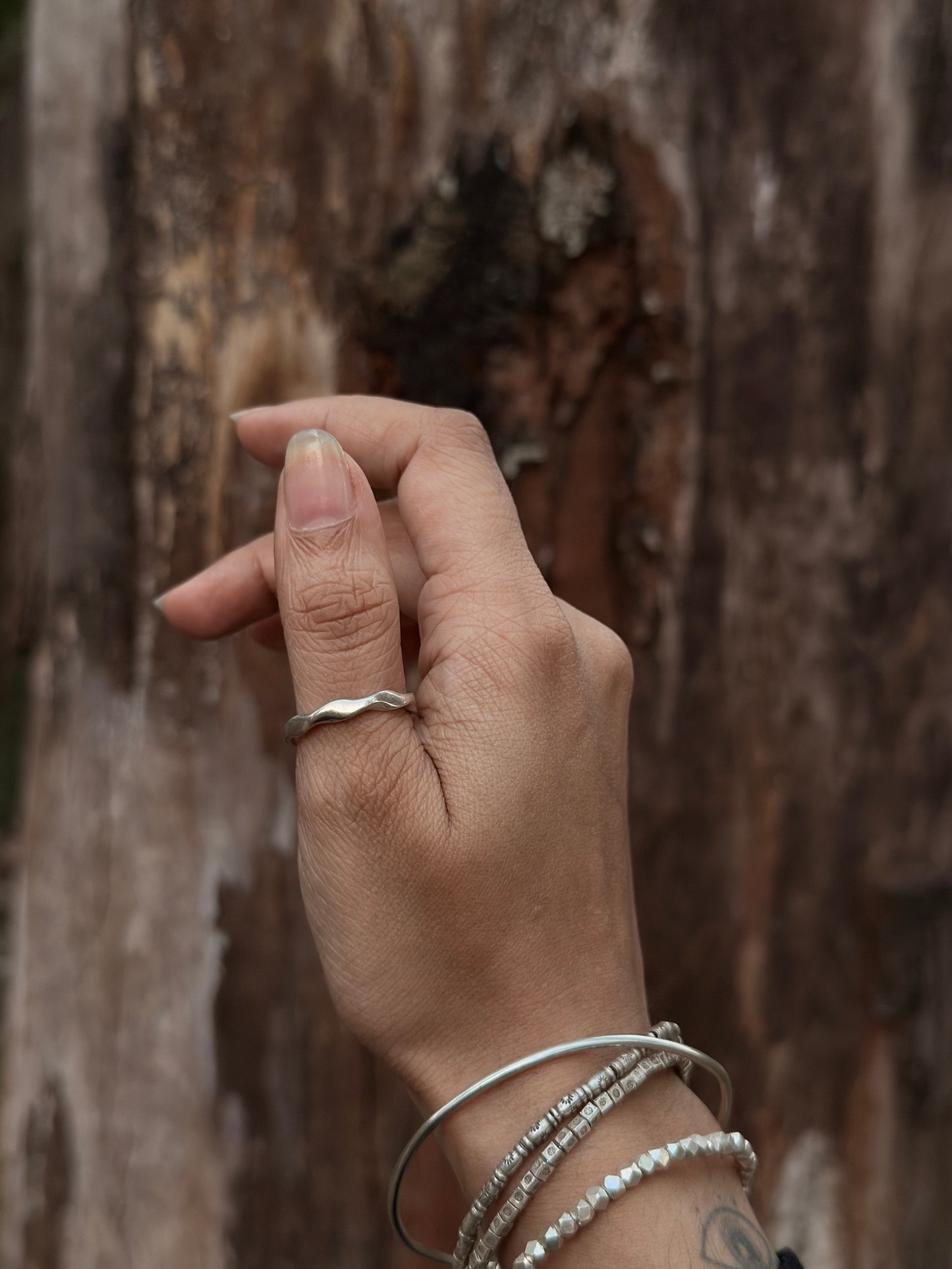 925 Sterling Silver Sculpture Stackable Band Ring