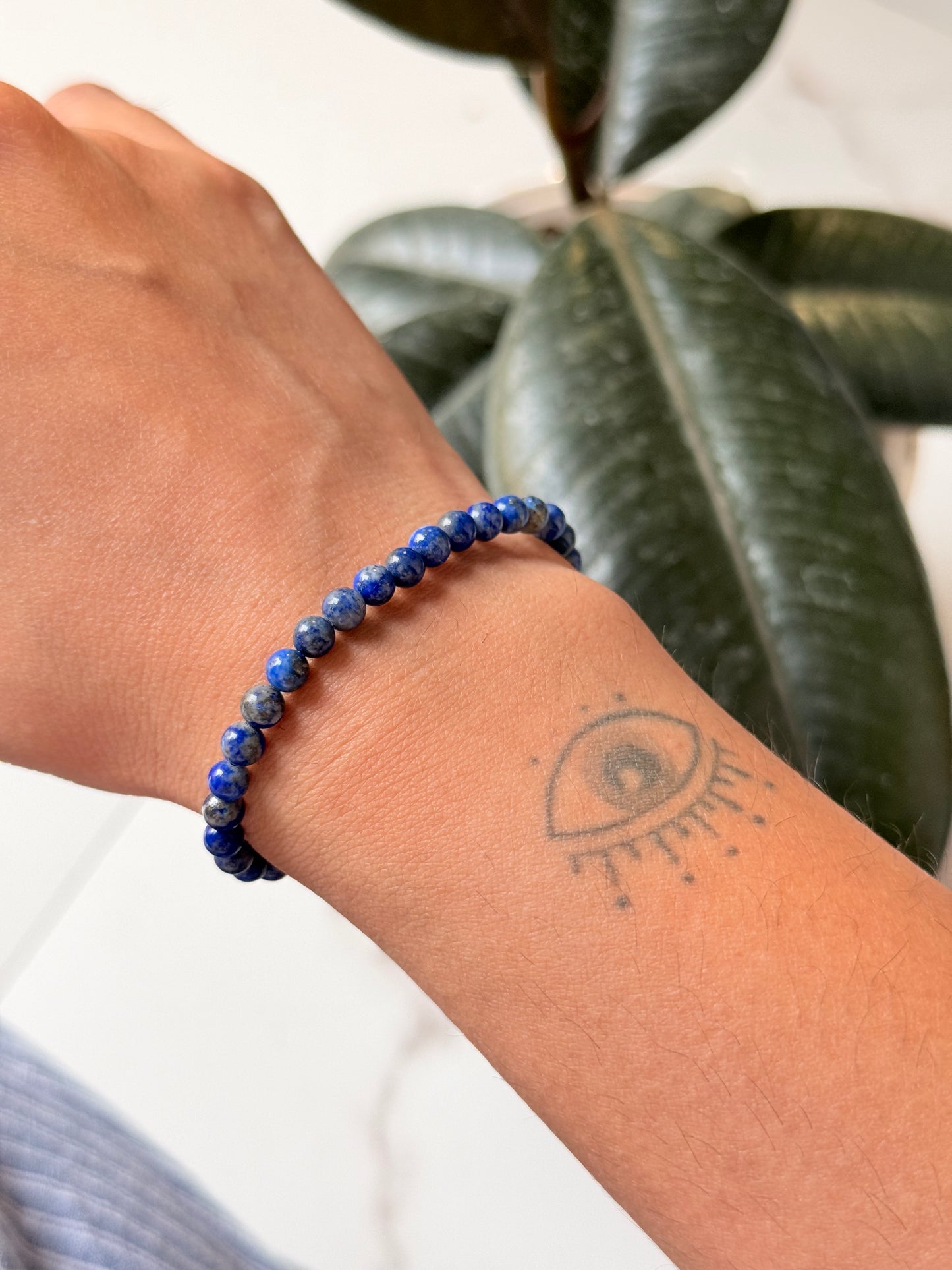 Natural Crystal Lapis Lazuli Bracelet 4MM