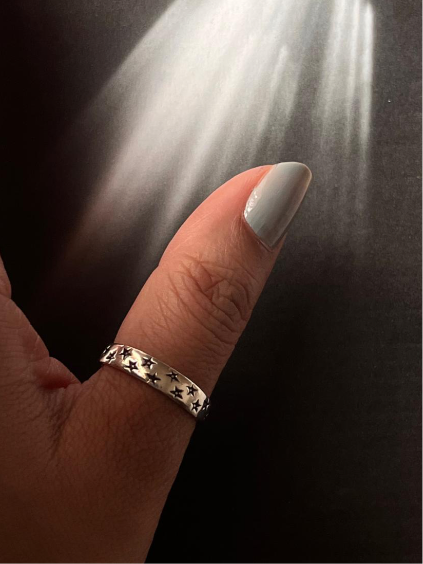 Sterling Silver Star Engraved Ring