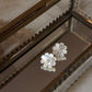 925 Sterling Silver Mother of Pearl Flower Craved - White Topaz Tiny Studs- 2 in 1