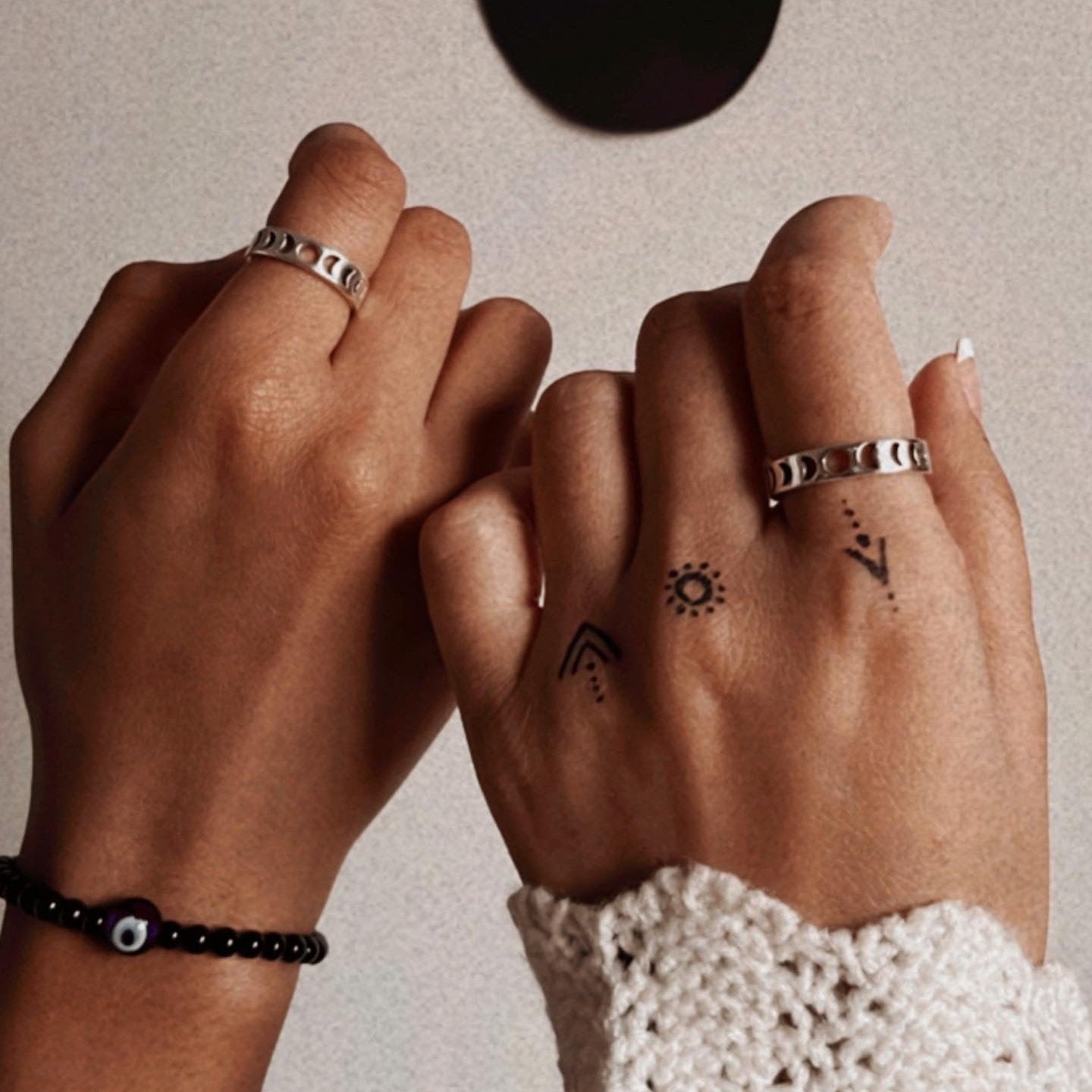 Celestial Silver Ring with Moon Phases
