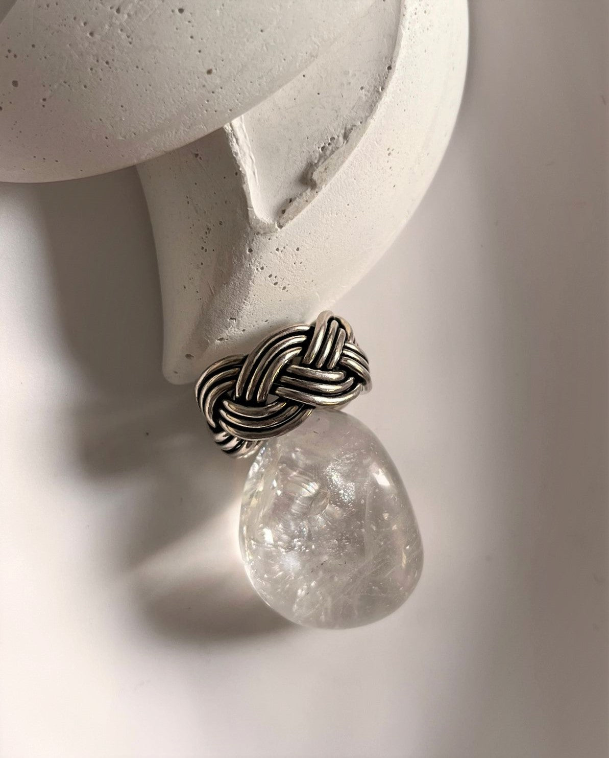 Trendy three wire braided silver band ring