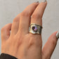 925 Sterling Silver Amethyst Textured Rustic Statement Handcrafted Ring