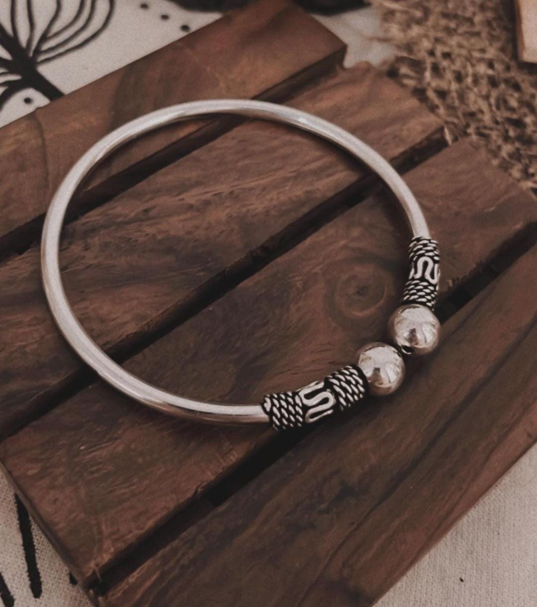 Antique Adjustable Silver Kada for Traditional Style