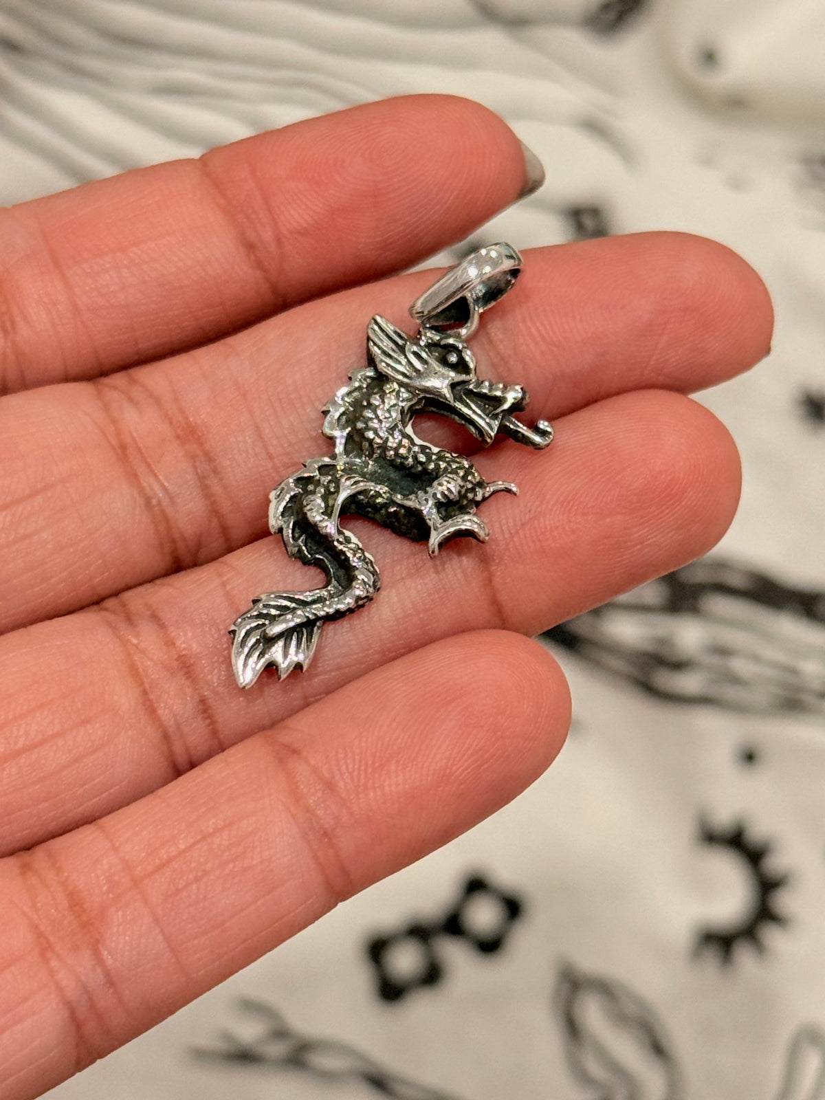 925 Sterling Silver Dragon Pendant