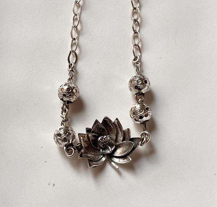 Delicate Divine Lotus anklet in fine pure silver with detailed craftsmanship