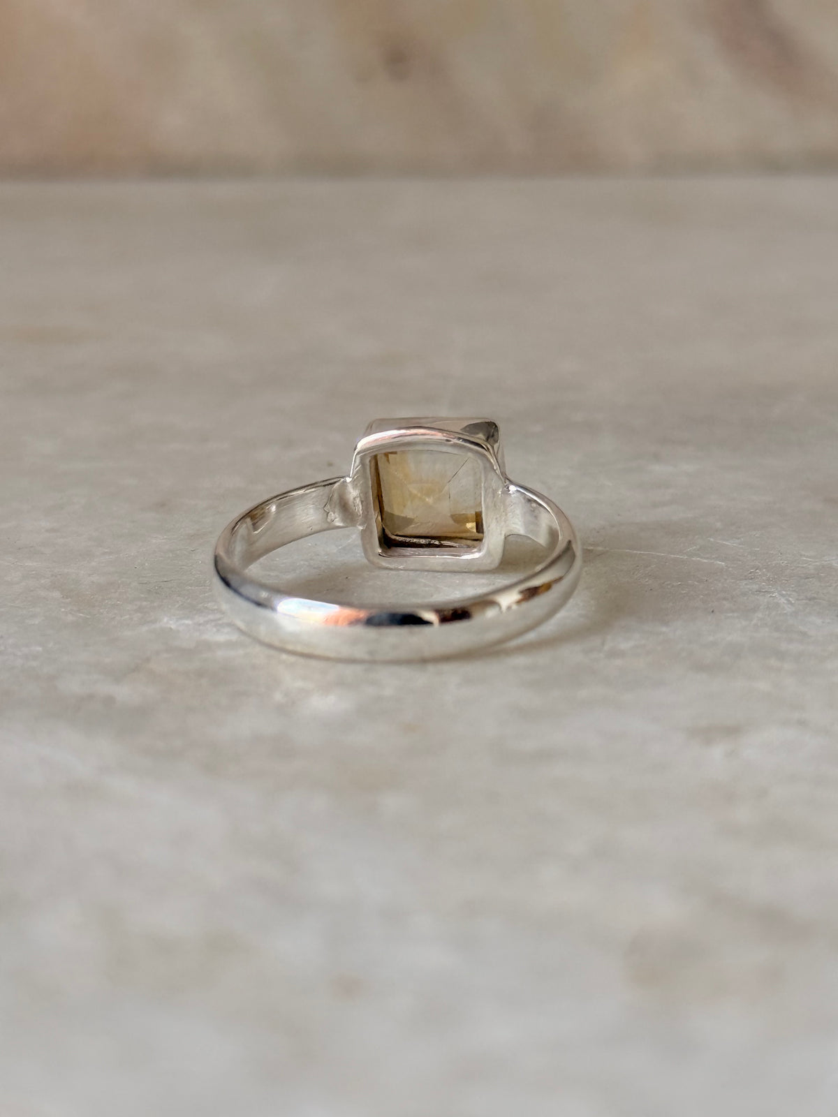 925 Sterling Silver Citrine Square Cut Ring