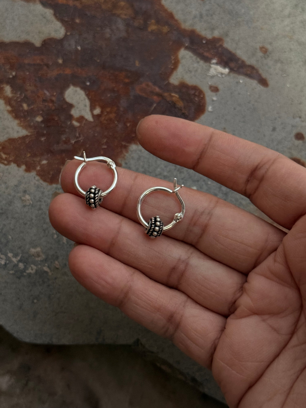 925 Sterling Silver Handcrafted Rawa Balls Hoops Mandali Earrings