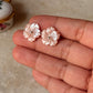 925 Sterling Silver Pink Mother Of Pearl Flowers Carved Studs