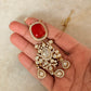 Ethnic 925 Sterling Silver Gold Plated Coral Gemstone Polki Necklace
