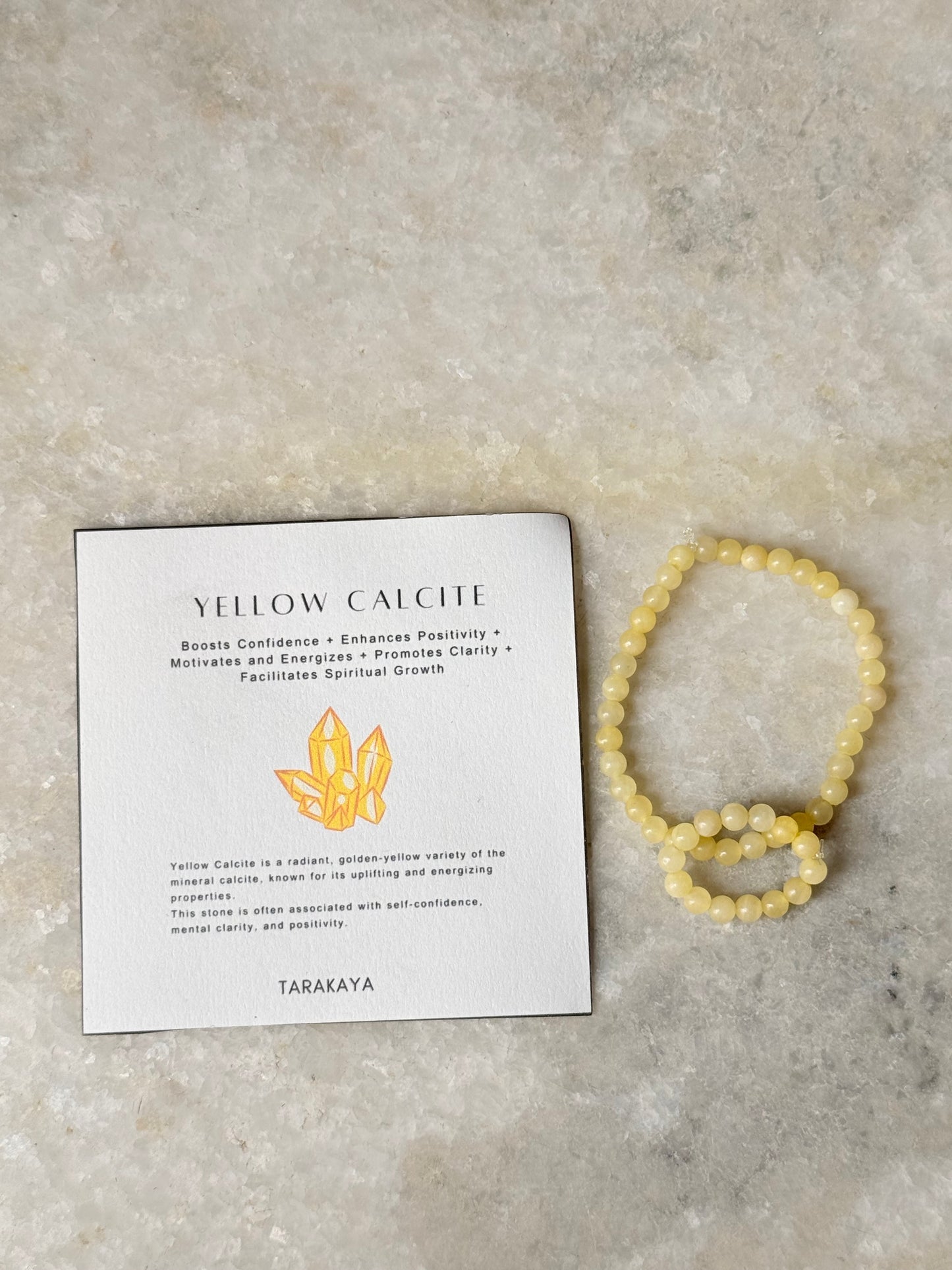 Natural Crystal Yellow Calcite 4mm Stretchy Rings & Bracelet