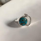 Boho-style copper turquoise moon stone set in an adjustable silver ring