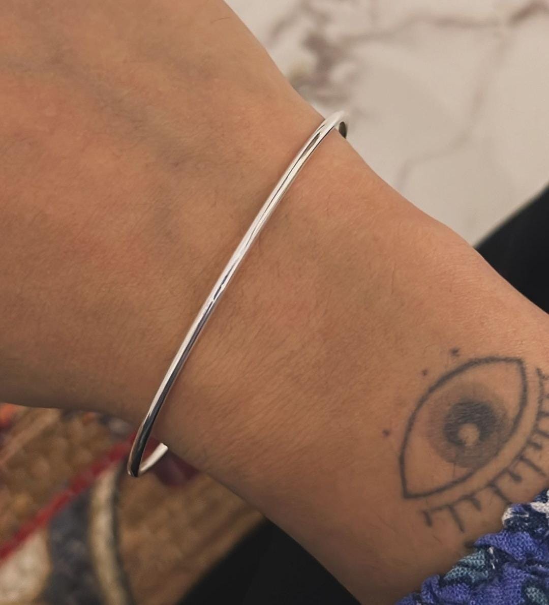 Minimalist Plain Silver Bangle