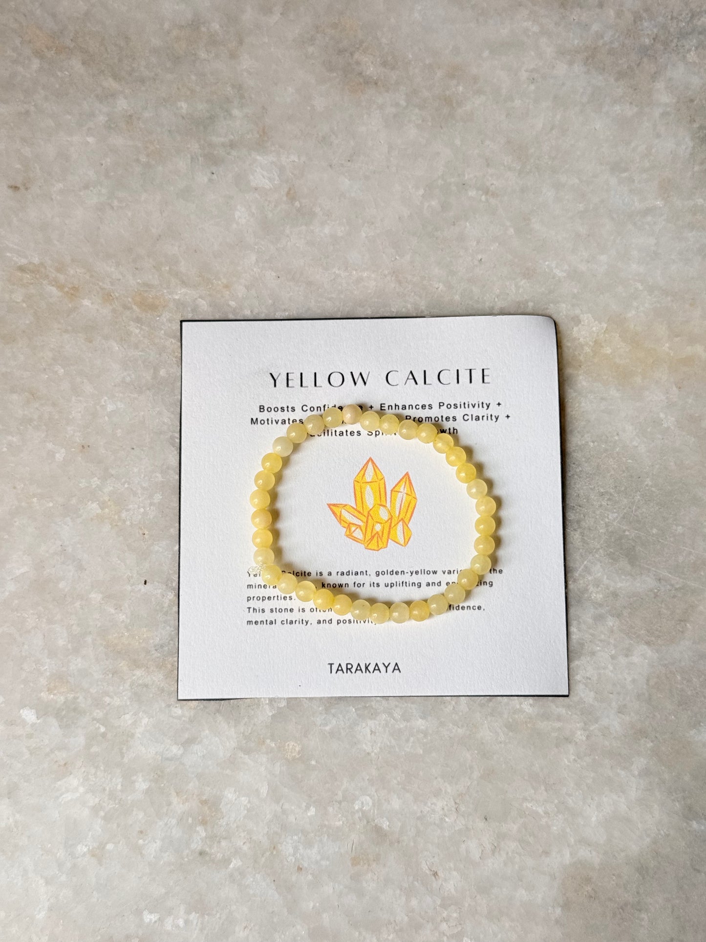 Natural Crystal Yellow Calcite 4MM Bracelet