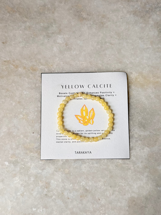 Natural Crystal Yellow Calcite 4MM Bracelet