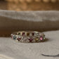 925 Sterling Silver Natural Multi Tourmaline Faceted Eternity White Band Ring