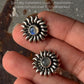 925 Sterling Silver Moonstone Big Sun Stud Earrings
