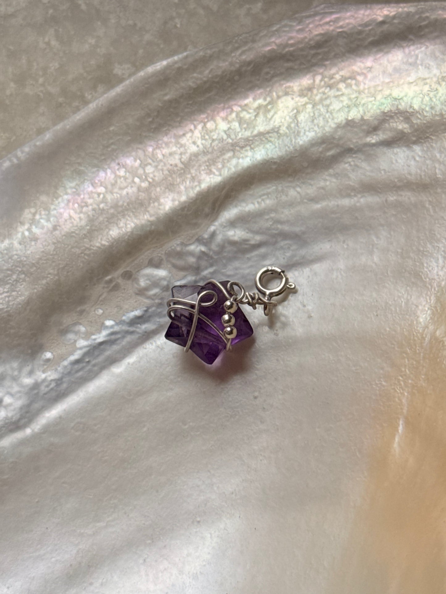 925 Sterling Silver Amethyst Star Wire Wrapped Handcrafted Pendant
