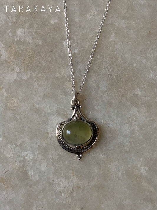 925 Sterling Silver Prehnite Boho Rawa Handcrafted Necklace