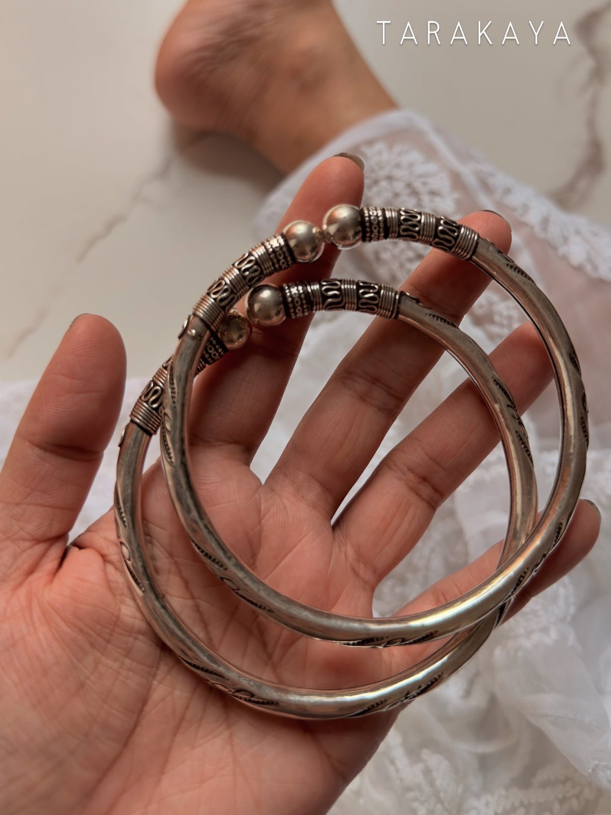 925 Sterling Silver Tribal Leg Kada - Design 2 Pure Daily Wear Single pc Anklet