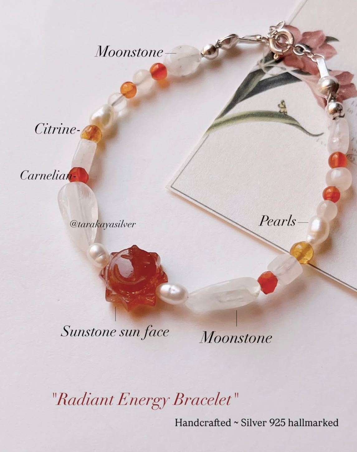 Radiant Energy sunstone sun handcrafted silver bracelet  
