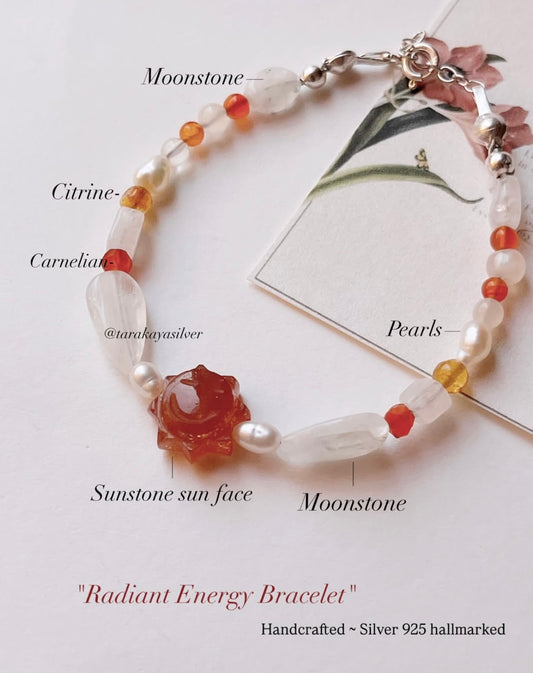 Radiant Energy sunstone sun handcrafted silver bracelet  