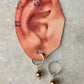 Brown Faux Pearl Charm 925 Sterling Silver Hoops