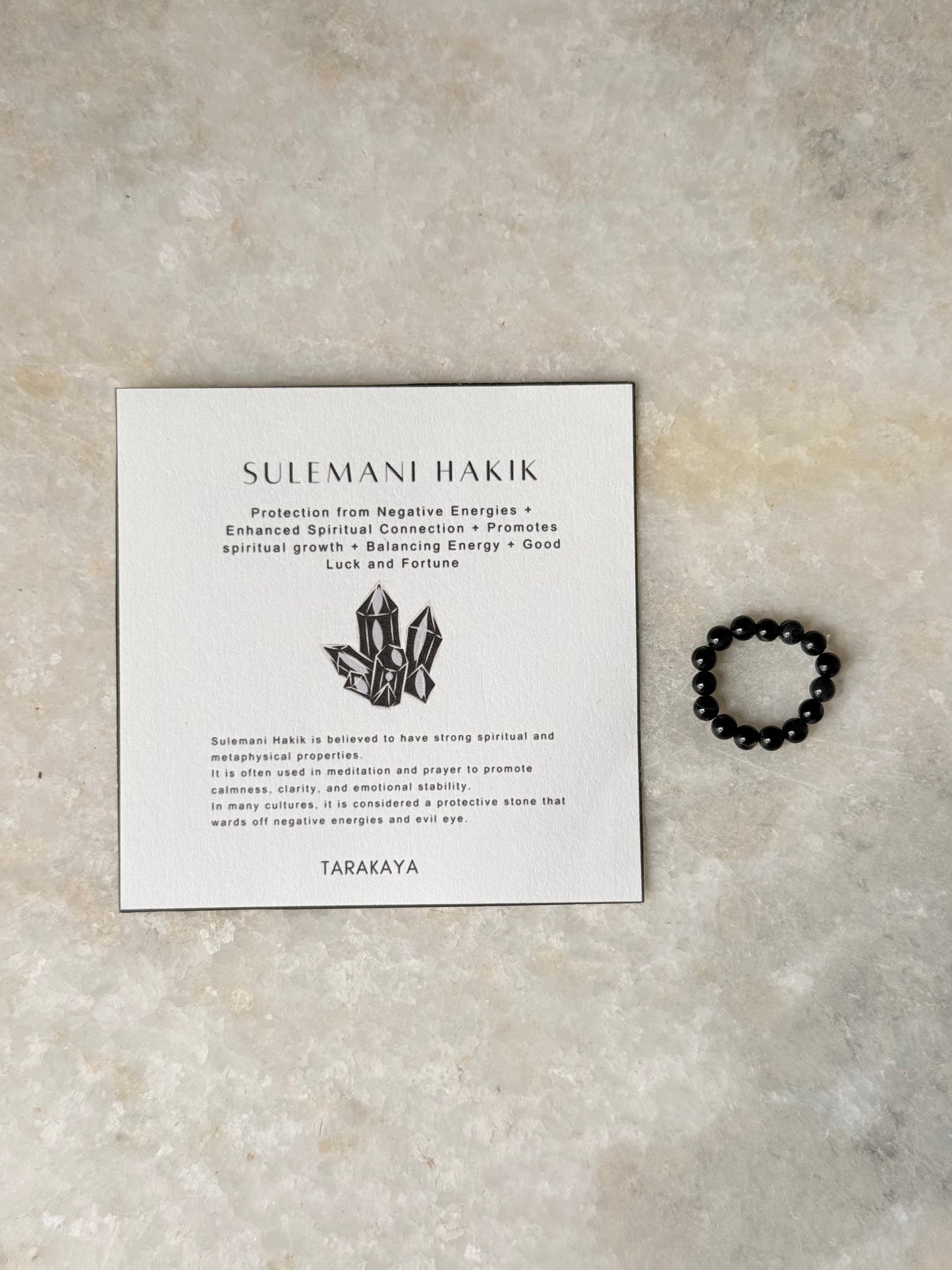 Natural Crystal Sulemani Hakik - Evil Eye 4MM Stretchy Rings