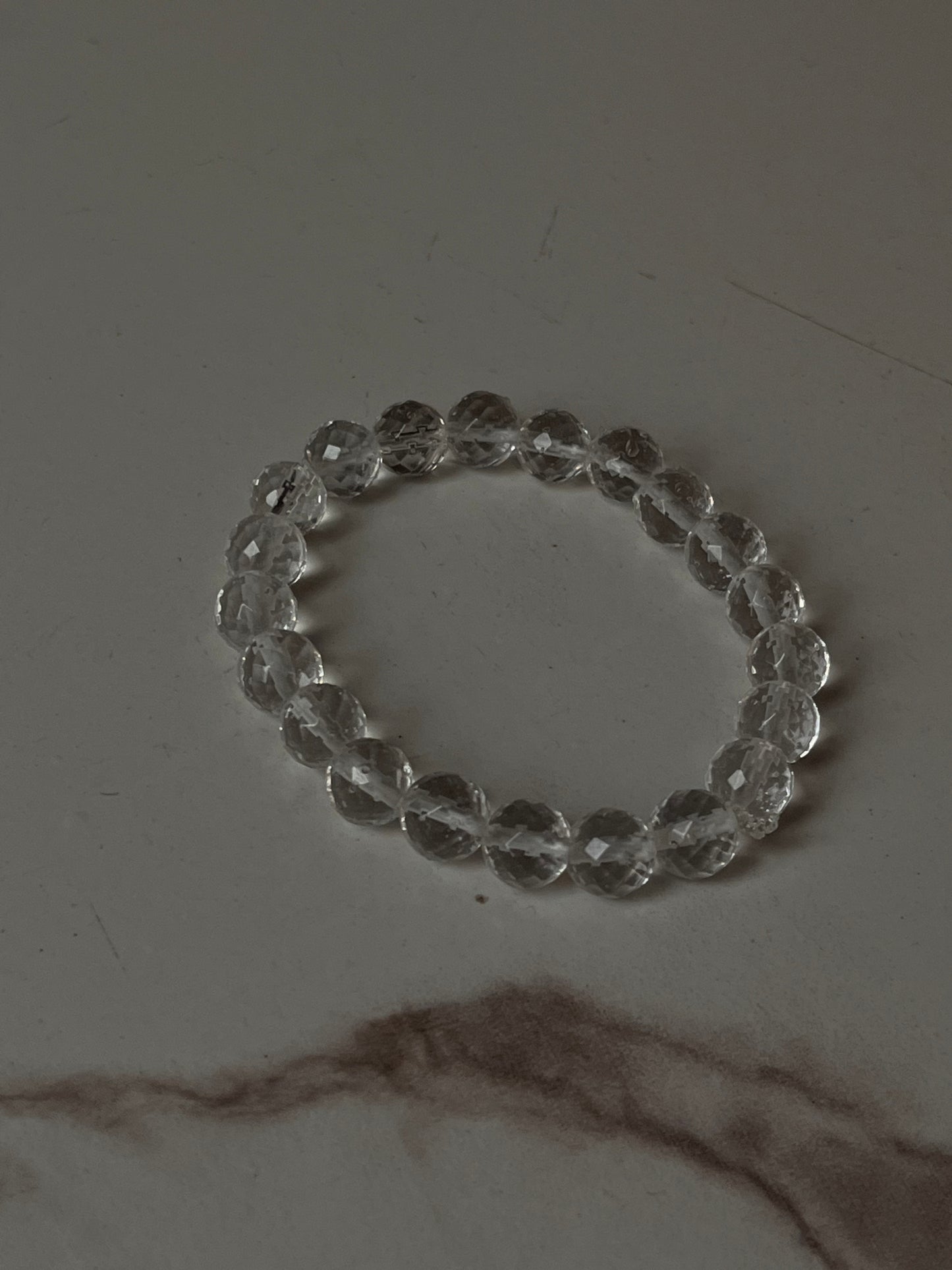 8mm faceted clear quartz crystal bracelet for clarity and healing  
