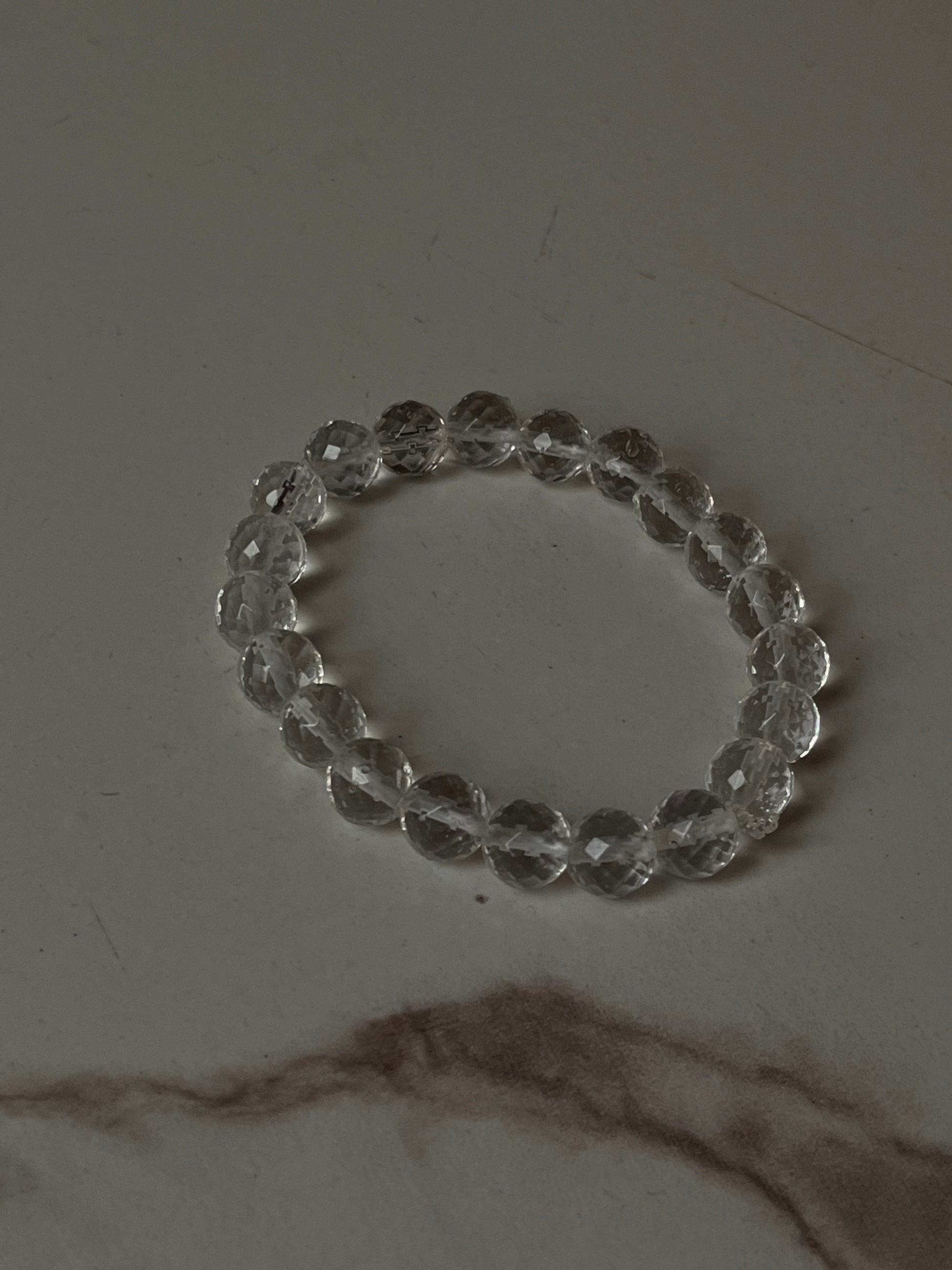 8mm faceted clear quartz crystal bracelet for clarity and healing  