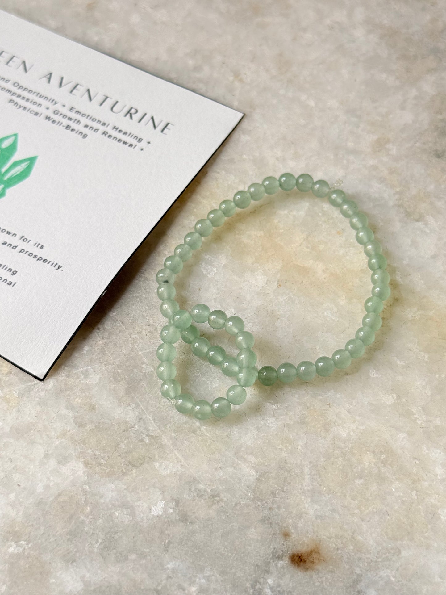 Natural Crystal Green Aventurine 4MM Stretchy Rings & Bracelet