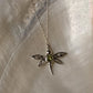 925 Sterling Silver Peridot Dragonfly Dainty Cable Chain Necklace