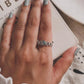 Opal Princess Cut Silver Band Ring