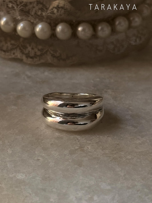 925 Sterling Silver Chunky Twin Hula Dome Band Ring
