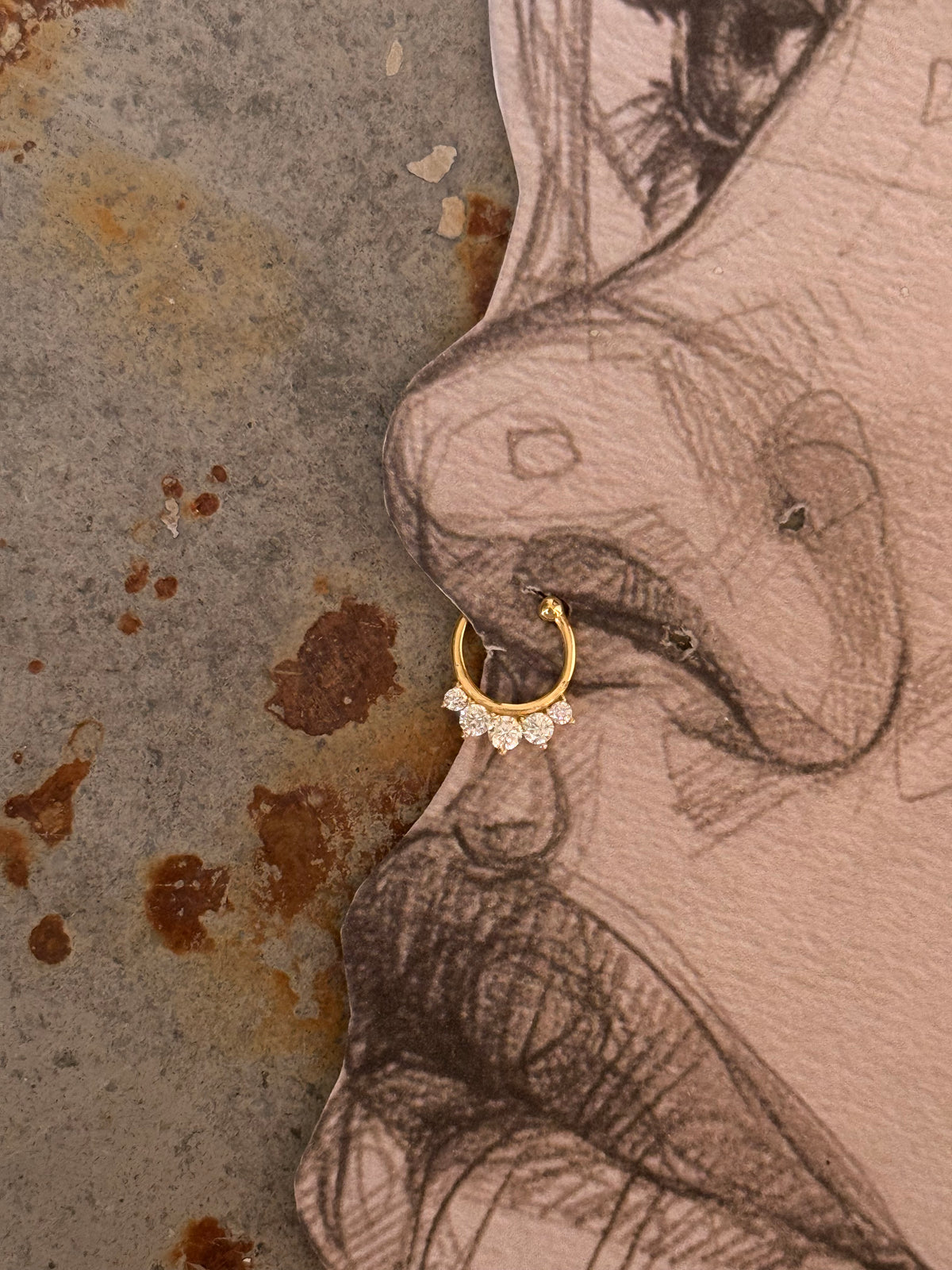 925 Sterling Silver Gold Vermeil Cz Septum Clip ons
