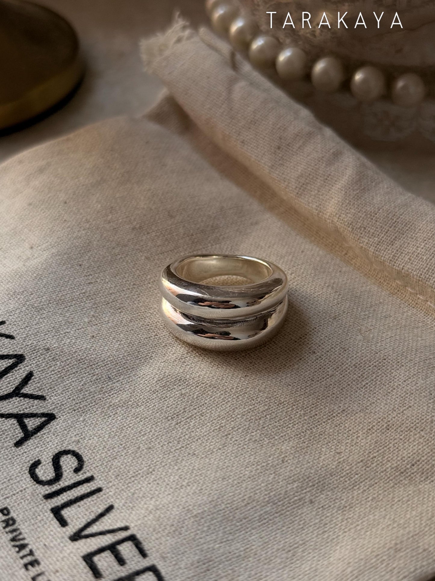 925 Sterling Silver Chunky Twin Hula Dome Band Ring