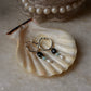 925 Sterling Silver Green Tourmaline Larimar Fresh Water Pearls Hangings Hoops Earrings