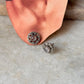 925 Sterling Silver Rose Quartz Round Flower Earrings